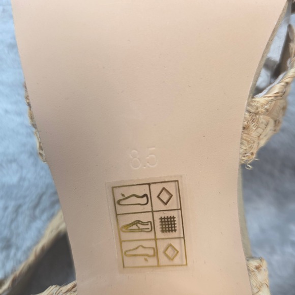 Farylrobin Women 8.5 Tan Block Heel Sandals Woven Raffia Braided Anthropologie - Picture 3 of 9